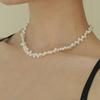 [ Modernlike ] 14K Gf Silver Rice Grain Ugly Freshwater Pearl Silver Necklace Self-Wedding