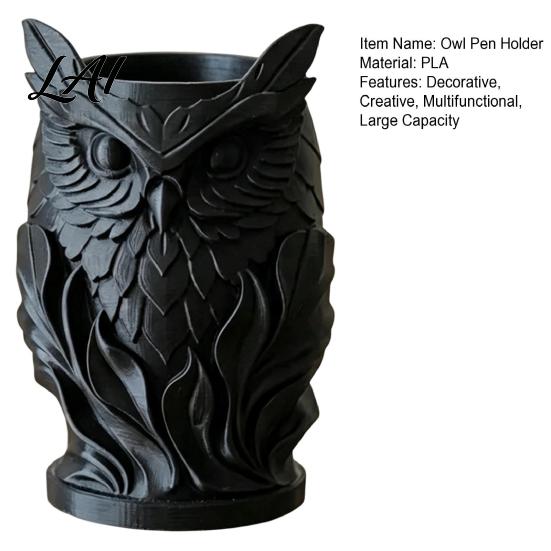 Creative Classroom Organizer 3D Printed Owl Pen Holder Desk for Office Stationery Durable Pla Stationery Holder Retro Relief Animal Storage