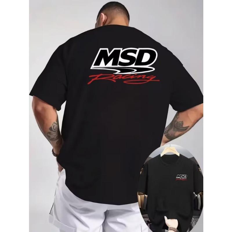 Мужская хлопковая футболка с логотипом MSD Racing - Рубашка в гоночном стиле, свободного кроя, с коротким рукавом, из мягкой дышащей ткани для автоспортивных мероприятий, вечеринок и повседневной носки