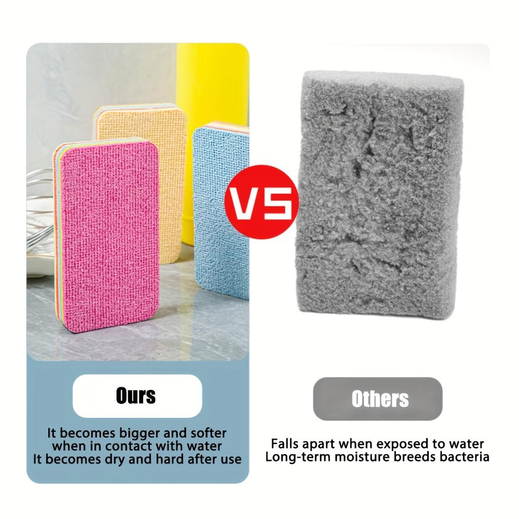 6 шт. 12-слойная чистящая губка из микрофибры, отслаивающийся блок из микрофибры, многоразовая впитывающая губка-радуга, не царапающая чистящая салфетка из микрофибры