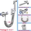 Cross-Border 304 Stainless Steel Toilet Spray Gun Set with Flushing Booster Nozzle for Bidet