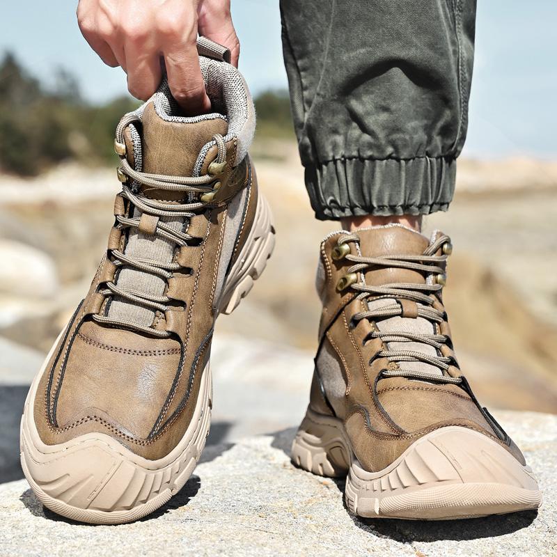 Кожаные модные уличные туфли мужские на шнуровке мужские мотоциклетные ботинки универсальные походные ботинки 2024 новые мужские удобные кроссовки