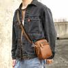 Men's Retro Single-shoulder Crossbody Bag Simple and Individual Top-grain Leather Single-shoulder Mobile Phone Bag and Waist Bag