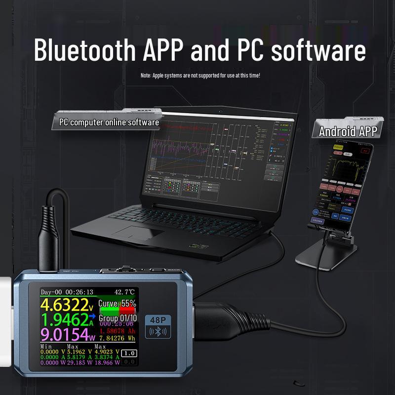 Детектор USB-зарядки FNIRSI-FNB48P: Мобильный вольтметр/амперметр постоянного тока для теста мощности быстрой зарядки