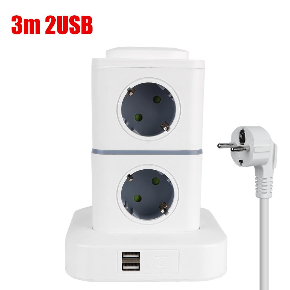 Переключатель защиты от перегрузки, вертикальный, 8-позиционный, розетка, многофункциональный удлинитель, вертикальный, 3/1,8 м, удлинитель с 2 USB-вилками европейского стандарта