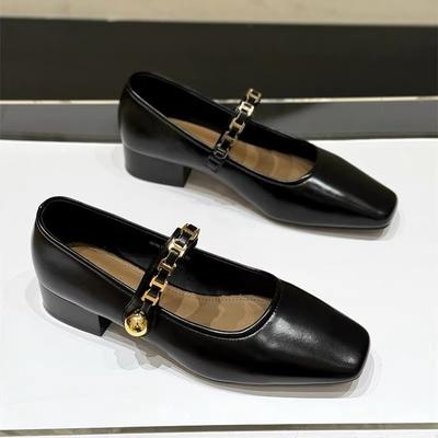 Модные женские лоферы с квадратным носком, на массивном среднем каблуке, повседневные туфли-лодочки, женские новые 2025, весенний тренд, модные уютные сандалии Mujer