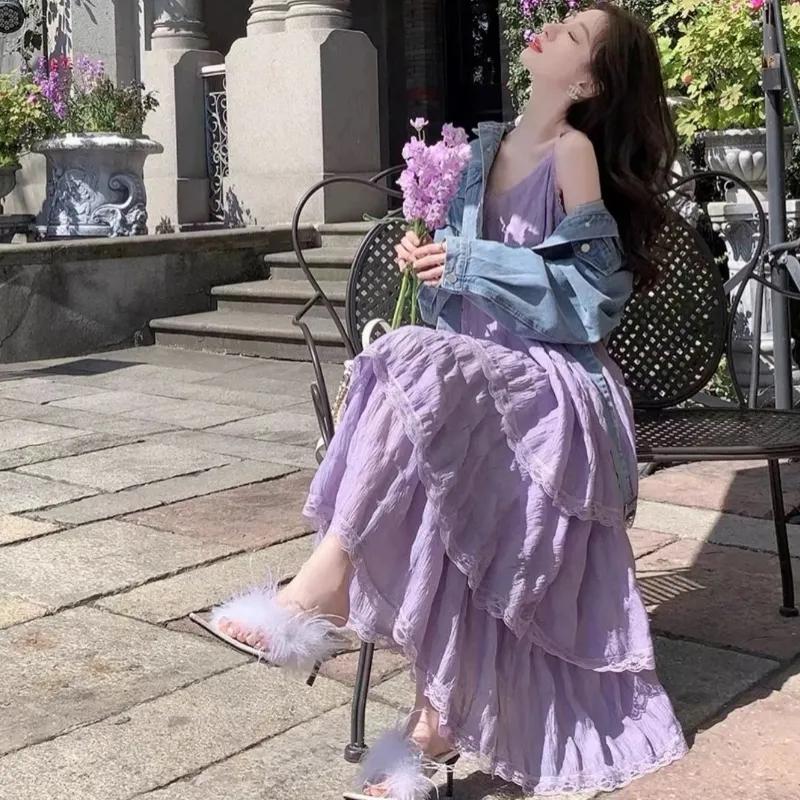 Летние женские длинные винтажные повседневные оборки элегантные макси-бретельки майки шелковистые пляжные кружева элегантные вечерние платья Vestidos сексуальные женщины