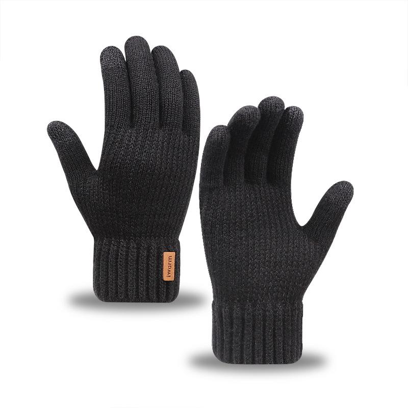 Iwarm Love Warm Camel Wool Men's Winter Wool Gloves Piled Thickened Knitted Touch Screen Gloves