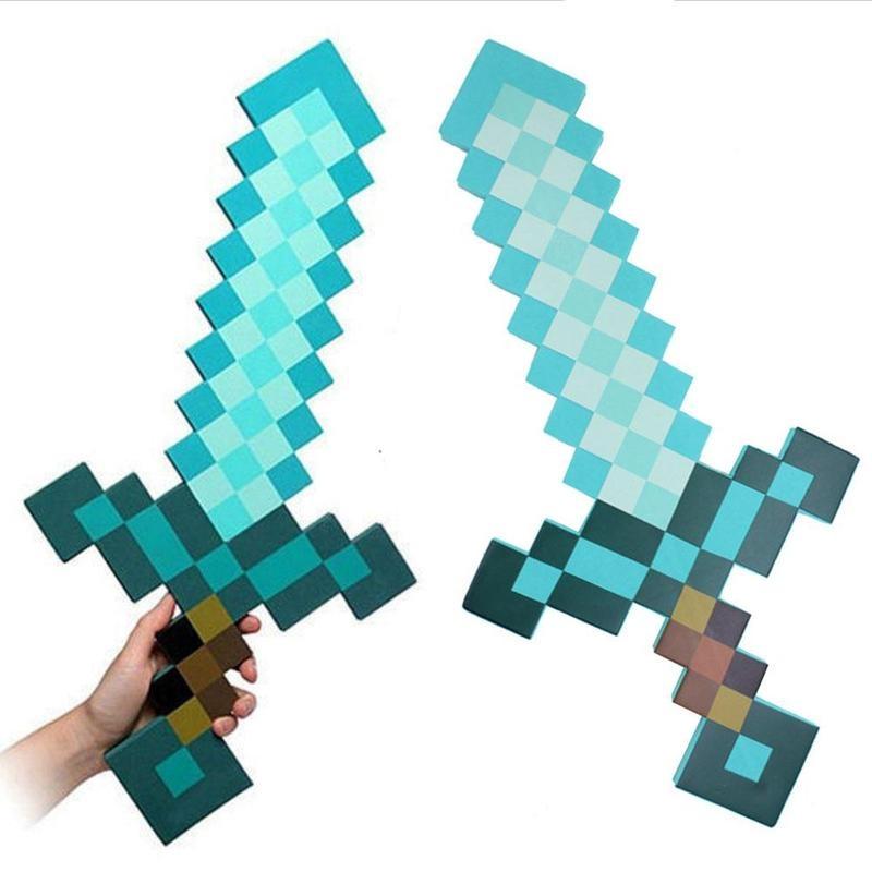 Mine Craft Sky Blue Role Play Prop Diamond EVA Foam Sword & Pickaxe Toy