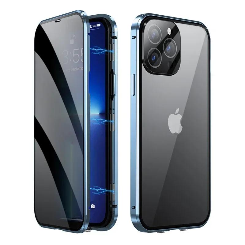 Чехол-бампер 360° с защитой от падений и конфиденциальным стеклом для iPhone 12-17 Pro Max