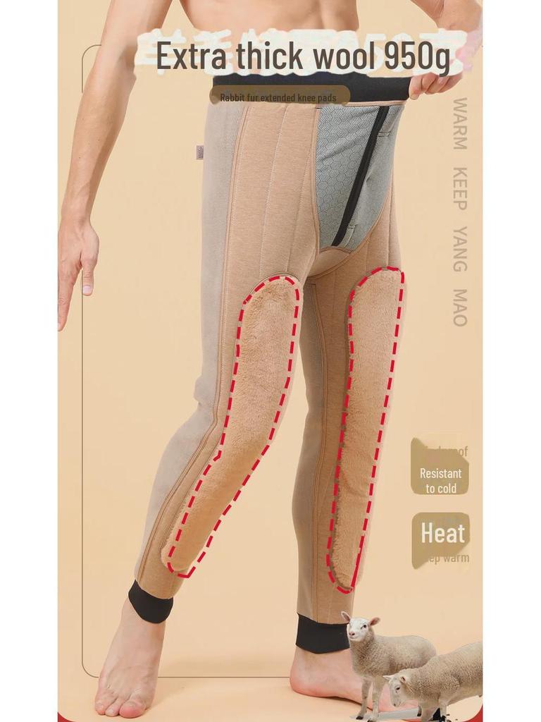 Мужские шерстяные флисовые брюки с высокой талией и наколенниками, очень толстые и теплые, идеально подходят для людей среднего и пожилого возраста.