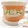 2Pcs/Set Double Glossy Hip-Hop Tooth Grills Gold Silver Color Mouth Teeth Grillz Party Cosplay