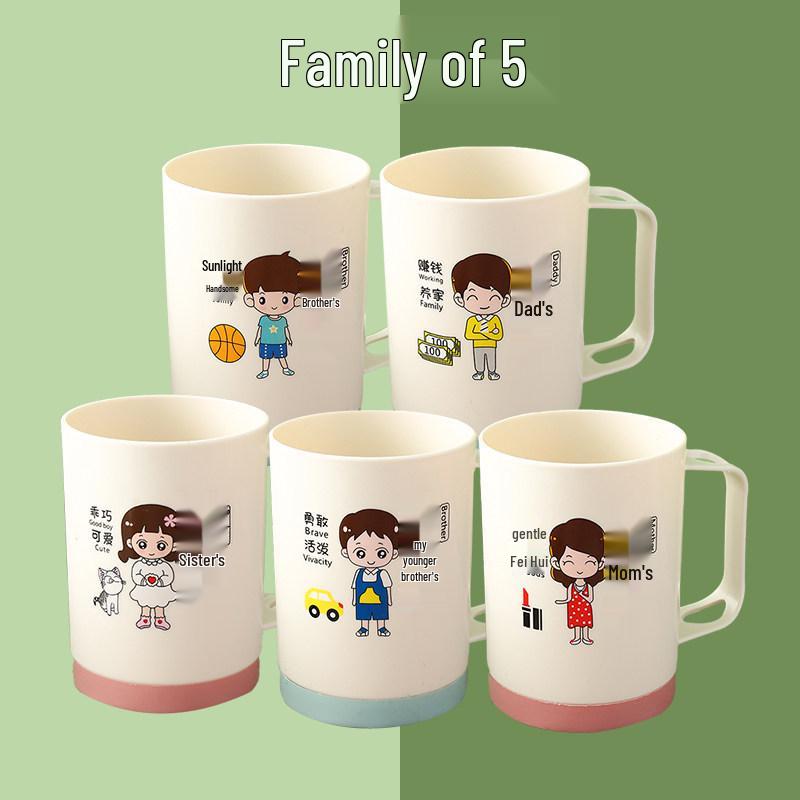 Family Toothbrush Cup Set: Parent-Child, 3-5 Person Oral Hygiene Kit with Mouthwash Cups