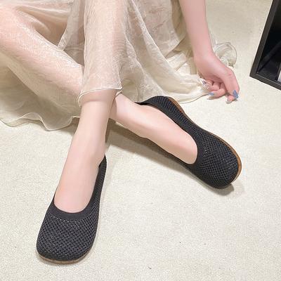 2024 Весна и Осень Новые Женские Туфли Модные Сетчатые Дышащие Однотонные Туфли С Круглым Носком Неглубокий Кольцевой Вырез Слипоны Женские Туфли На Плоской Подошве