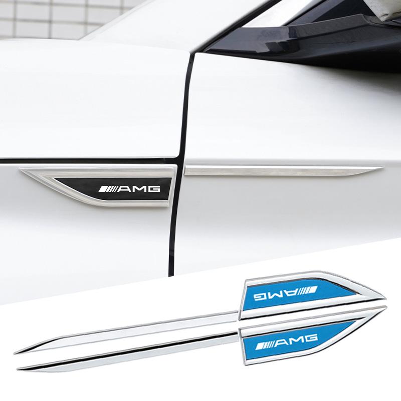 TWEK4 2Pcs Metal Stickers Car Fender Emblem Decals Auto Accessories For Mercedes Benz AMG W223 W213 W206 W464 W247 W167 W166 W222 W205