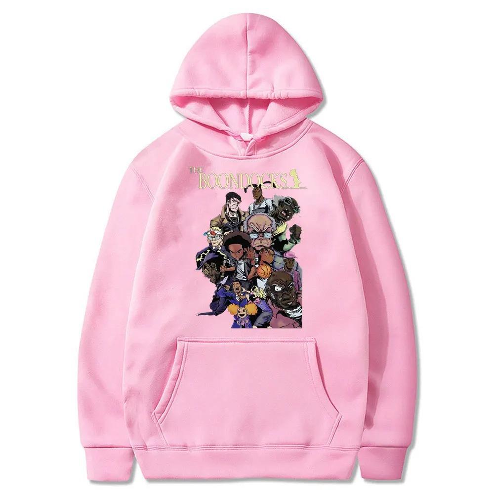 Худи с принтом The Boondocks Хьюи и Райли Мужской Женский Аниме Осень Зима Флис Уличная одежда