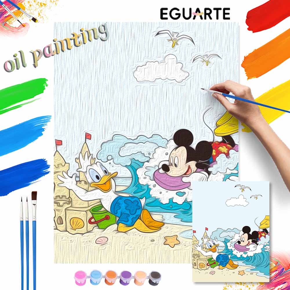 Disney Микки Дональд Пляж Набор для рисования по номерам Холст для рисования DIY Картина Декор для дома Искусство Настенная живопись Подарок для гостиной Набор для декора