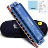 East Top Blues F 20 Brass Canvas Cleaning Diatonic Harmonica for Beginners and Study and Practice Harmonica, 10-Hole, Key, Tones, Cover, Case, Cloth,