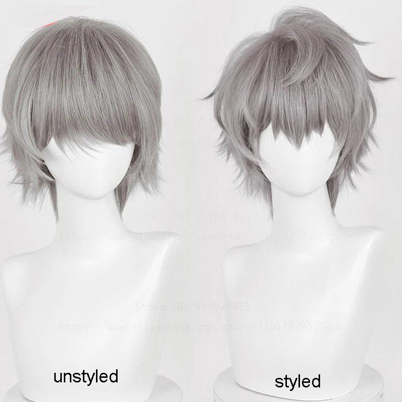 Высококачественный парик для косплея Till, короткие серебристо-серые термостойкие синтетические волосы, парики для косплея в стиле аниме + шапочка для парика