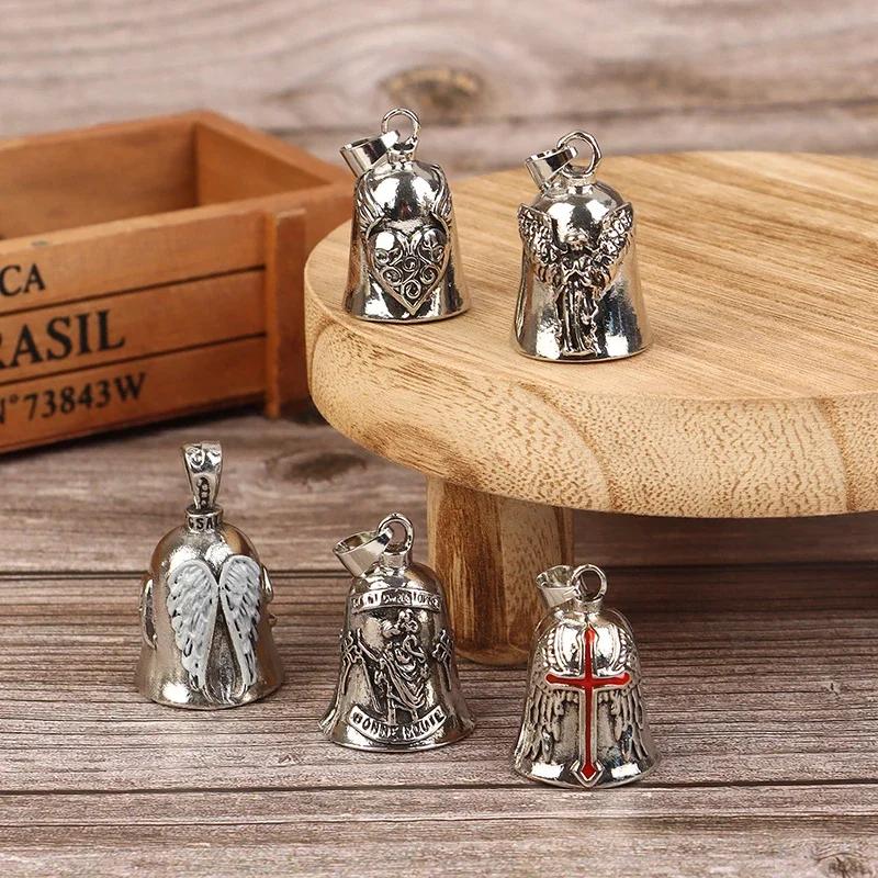 1pcs Fashion Angel Wings Bell Pendant Necklace Men and Women Motorcyclist Pop Party Hip Hop Rock Jewelry