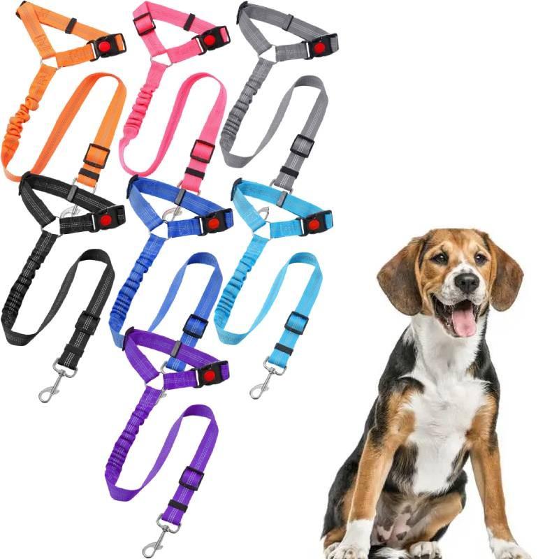 Adjustable Non Stretch Pet Dog Car Restraint Harness With Reliable Fabric And Safe Loop For Back Seat
