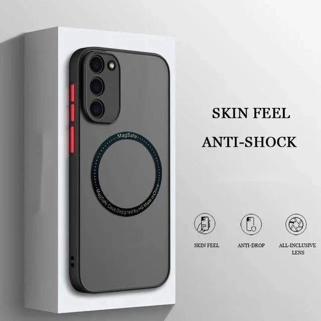 Матовый чехол для Samsung Galaxy S24 S23 S22 Ultra Plus S21 S20 FE для Magsafe, магнитный зарядный бампер, защитная крышка для камеры, принципиально