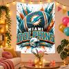 Polyester Wall Tapestry with Miami Dolphins Design, Decorative Hanging for Bedroom Living Room Dorm