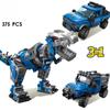 375 шт. 3 в 1 мальчики динозавр строительный блок дракон мир трансформирующие кирпичи механический грузовик игрушки для детей подарок без коробки