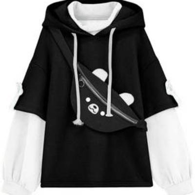 Зимняя корейская теплая толстовка с капюшоном Ruili Bear аниме, женская толстовка Kawaii с круглым вырезом и длинными рукавами, модная супер уличная толстовка