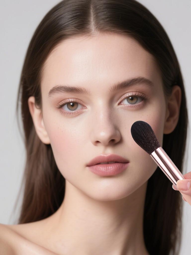 3PCS High-end Wooden Handle Imitation Animal Hair Blush Brush, Highlighter Brush, Contour Brush, Portable Beginner Makeup Brush