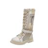 Girls Summer Boots 2024 Children Fashion Versatile Buckle Hollow Chic Sweet Princess High Boots Kids Versatile Street Style PU