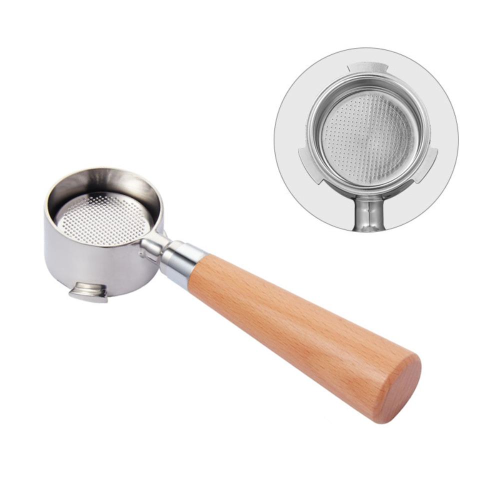 Wood Handle Bottomless Coffee Portafilter 3 Ear Espresso Machine Replacement Parts Barista