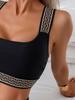 New Women's Two-Piece Solid Color Bikini with Webbing Strap Triangle Panties Swimsuit