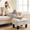 Linen Fabric Footstool Ottoman Cube with 4 Plastic Legs, Multi-colored