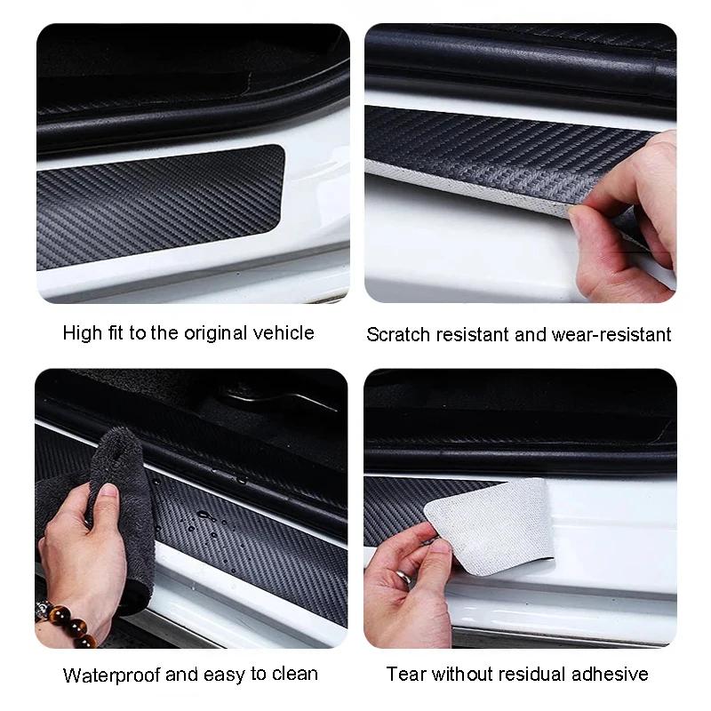 AAKM1 Carbon Fiber Car Door Threshold Protector Stickers Waterproof For Volvo AWD V50 S60 XC60 S40 XC40 XC90 V60 S80 S90 V90 V70 T6 T8