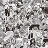 1000 черно-белых аниме-наклеек: Demon Slayer, One Piece и многое другое для украшения блокнота
