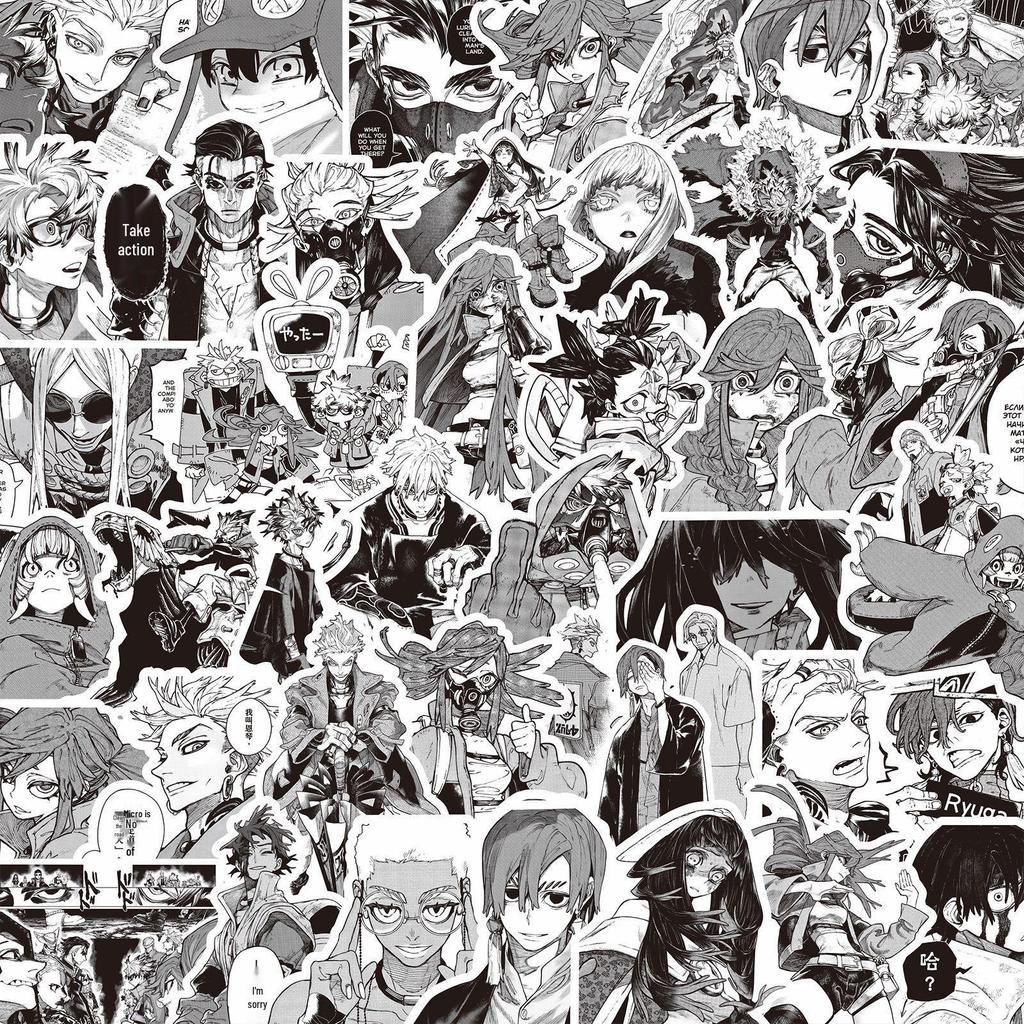 1000 черно-белых аниме-наклеек: Demon Slayer, One Piece и многое другое для украшения блокнота