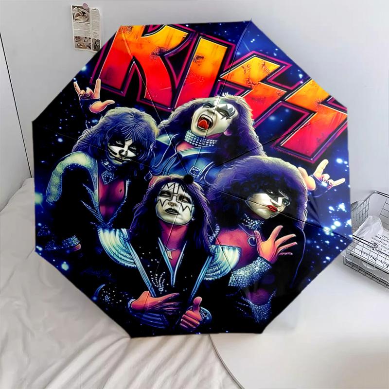 Kiss Band Cosmic Concert Automatic Umbrella - Suitable Travel Outdoor Portable Umbrella Birthday Gift Daily Essentials