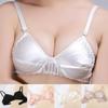 Women's Glossy Mulberry Silk Bras Wireless Underwear Ultrathin Silk Bra Comfortable Double-sided