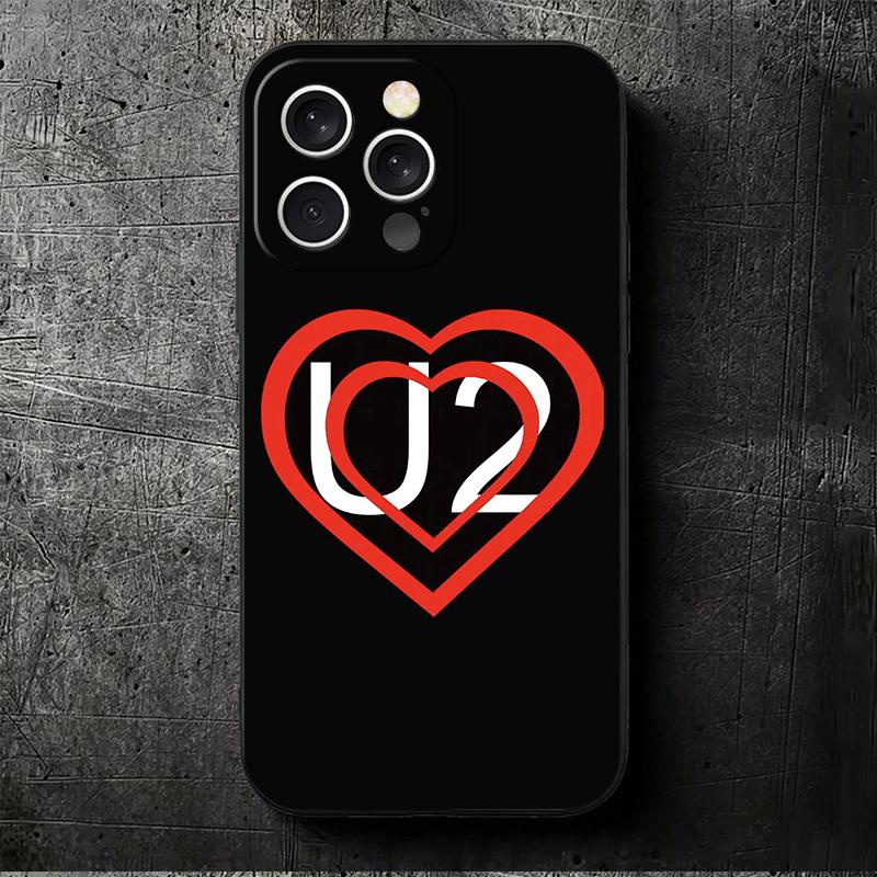 Мягкий чехол для телефона Rock Band U-U2 для iPhone 16 16E 17 Air 15 Pro Max 14 Plus 13 Mini 11 12 7 Черный корпус