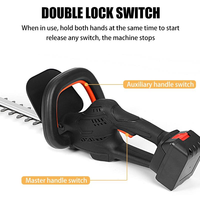 Brushless Cordless Electric Hedge Trimmer 1200w Dual Action Grass Trimmer Pruning Saw Garden Tools with 2PC 22900mah Battery