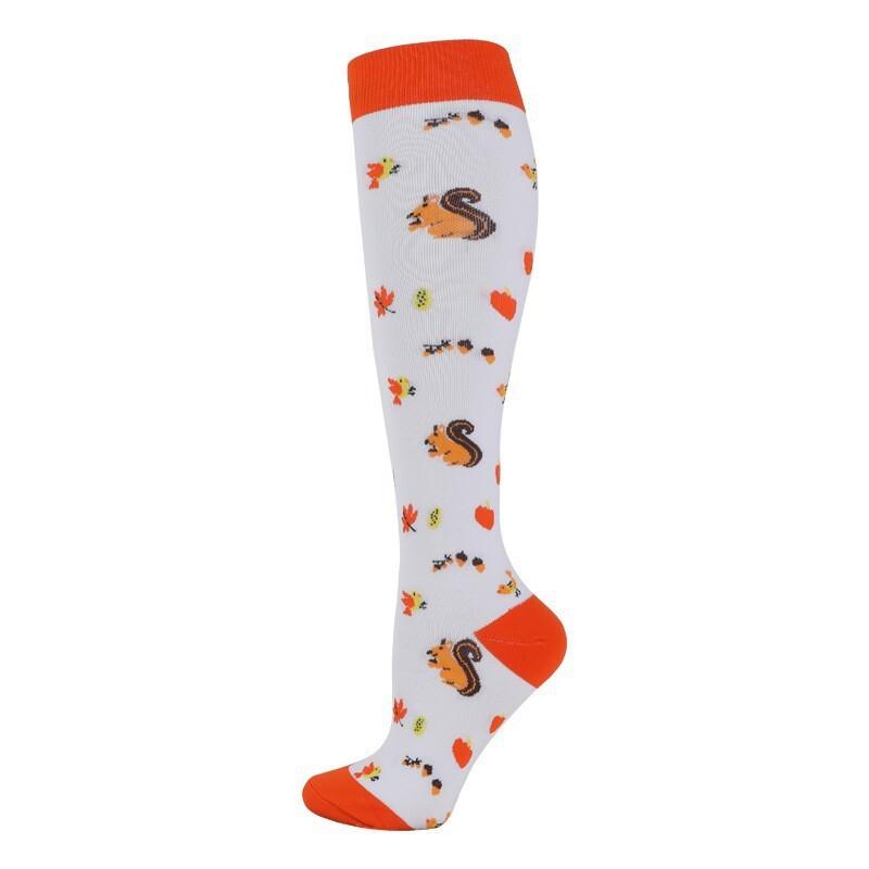 Unisex Compression Socks Calf Pressure Stockings Compresse Sports Marathon Varicose Veins Yoga Men Women Nurse Cartoon Pattern