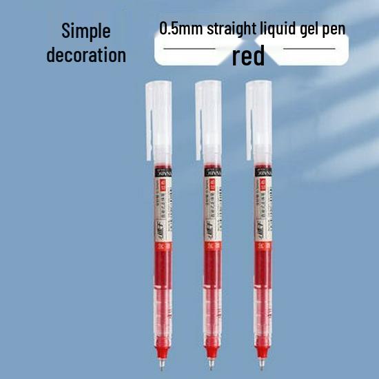 High-Capacity Quick-Drying Rollerball Pen - Black, Red, Blue, Full Needle Tip for Students and Office.