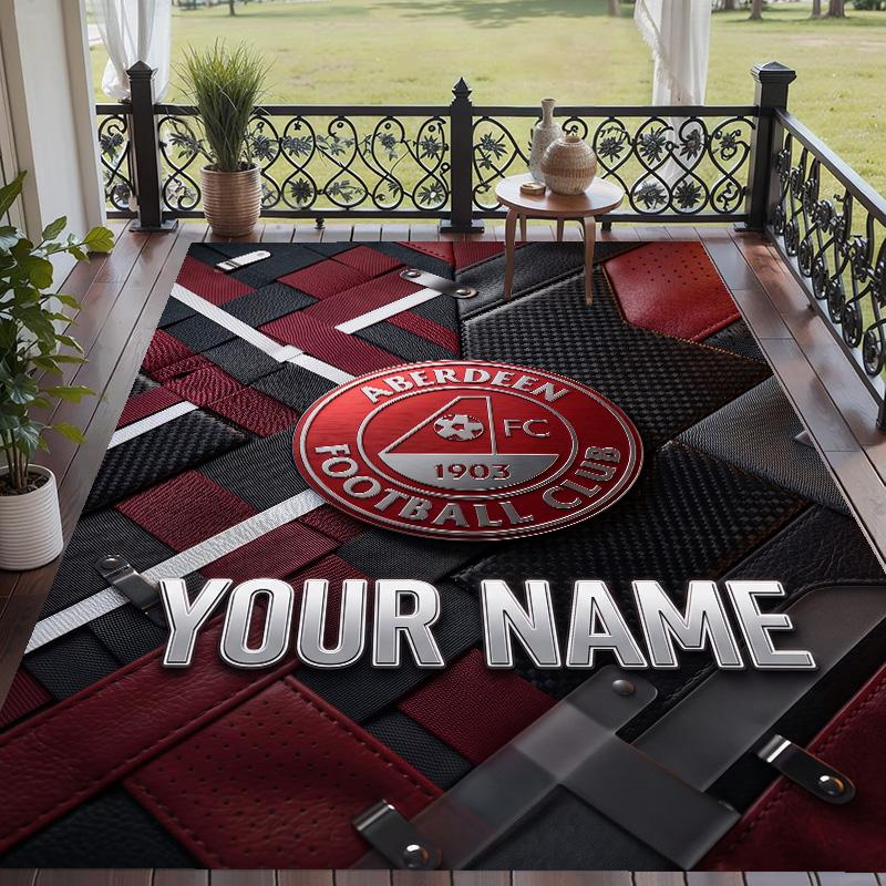 Custom Text Printed Rug Aberdeen FC Non Slip Floor Carpet For Home Room Decor
