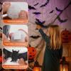 12/24Pcs Lighted 3D Bat Sticker LED Halloween Bat Decorative Wall Sticker Light Up Glowing Bat Clings for Bedroom Window Wall Decor