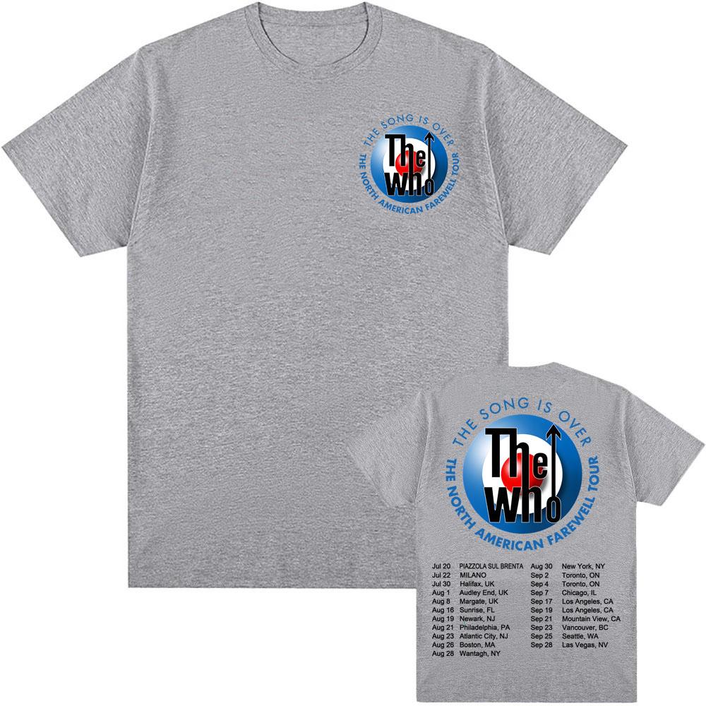 The Who The Song Is Over Tour 2025 Футболка Графическая Футболка Рок-группы Унисекс Уличная одежда Хлопок Мужская Женская Футболка С принтом Одежда Футболка