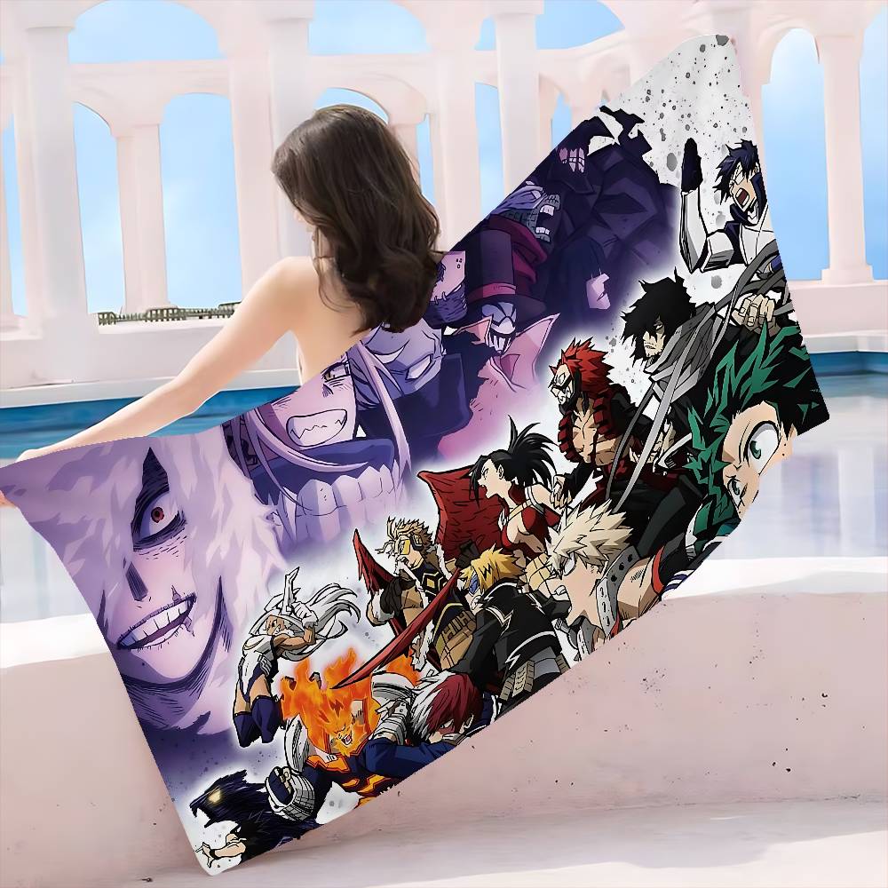 My Hero Academia Cool Cartoon Microfiber Blanket Quick Drying Beach Towels Oversized Printing Super Absorbent Pool Towel Blanket