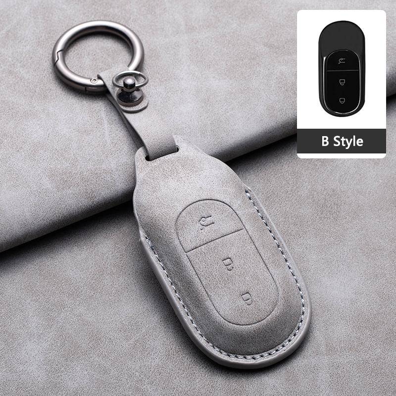 Suede Leather Car Smart Key Fob Case For Leapmotor T03 S01 C11 C01 Type Key Cover Shell Holder Keychain Car Styling Accessories