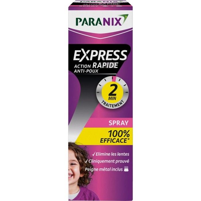 Oméga Pharma Paranix Express Spray anti-poux 95ml + Peigne métal inclus