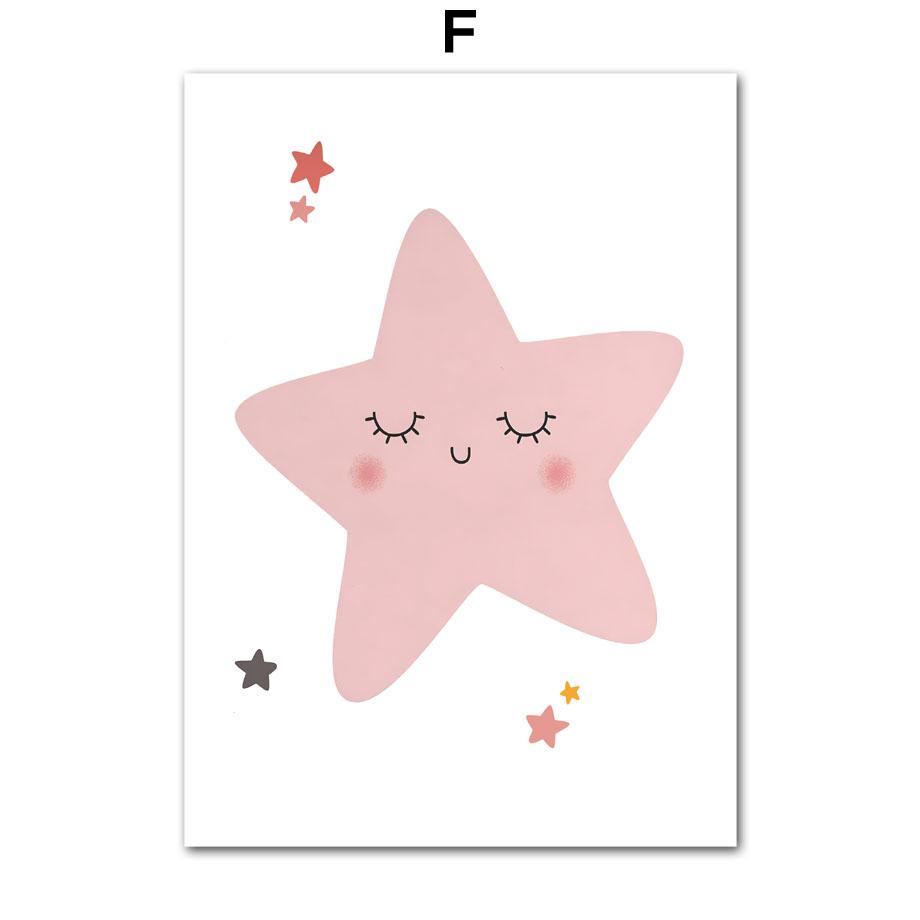 Картина на холсте Звезда Луна Радуга Облако Вдохновляющие Плакаты Печать Детские Скандинавские Детские Настенные Картины Декор Детской Комнаты Для Девочек